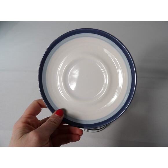Pfaltzgraff Sky Saucers Stoneware Blue Bands Vintage Set of 11 - Picture 3 of 5